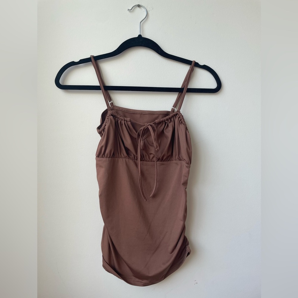 Brown ruched tank top